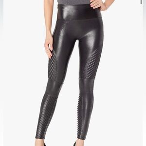 SPANX Faux Leather Moto Leggings Very Black